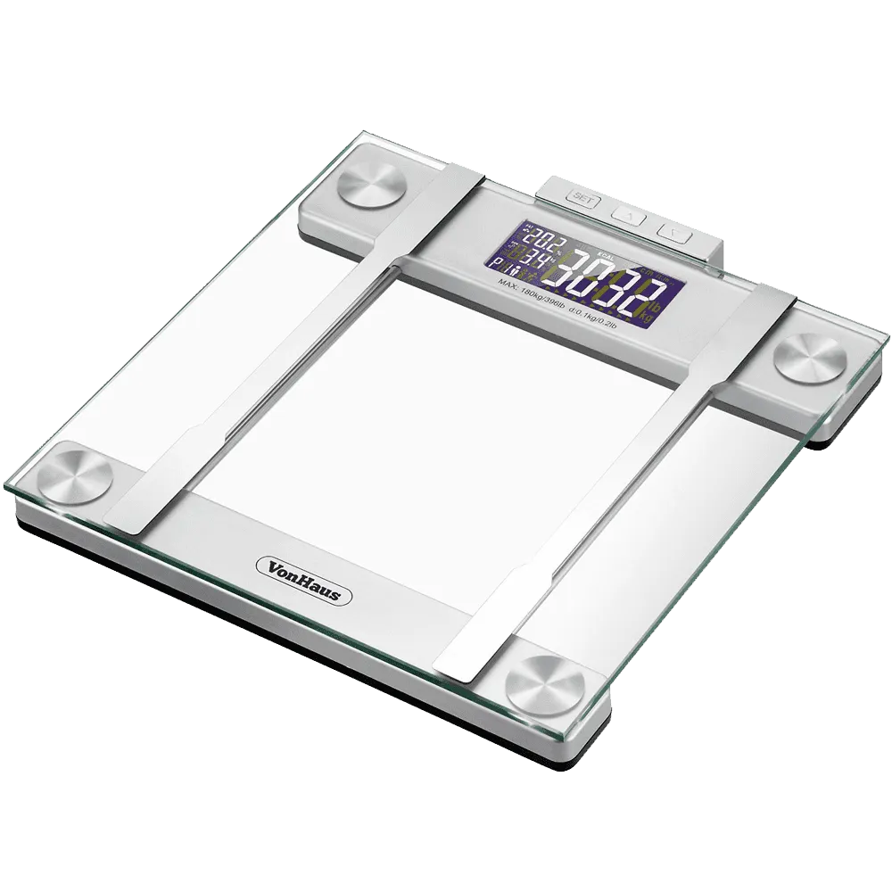 VonHaus Body Fat Scales 400lb Weight Capacity Hydration Monitor Composition Analyser Bathroom Scales